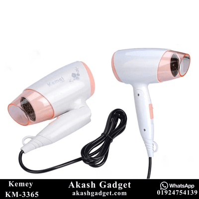 Kemey KM-3365 Hot And Normal Air Foldable Hair Dryer | 1800W Powerful Motor_img_4