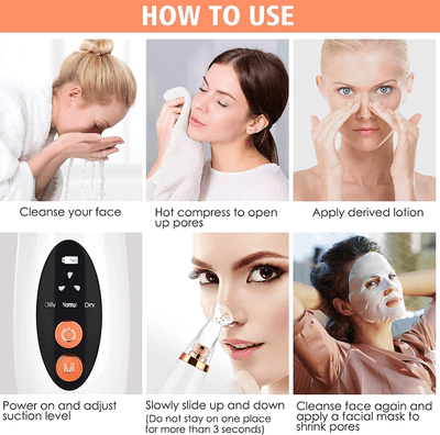 6 in 1 Multi-Function USB Rechargeable Blackhead Remover, Instrument Black Dot Remover, Acne Vacuum, Suction Face Clean, Black Head Pore Cleaning, Beauty Skin for Women_img_7