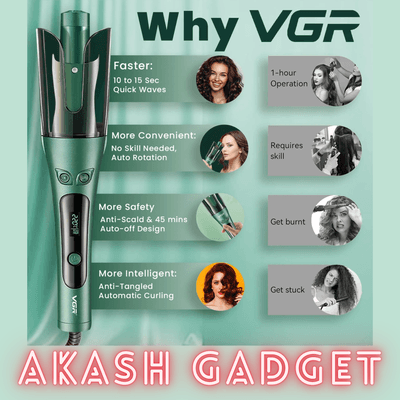 VGR V-583 Professional Automatic Hair Curling Iron For Women |  150–220°C Temperature Range, LED Display, Auto Shut-Off, 360° Swivel Cord & Lightweight Design_img_8