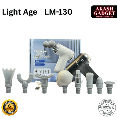 Light Age LM-130 Deep Tissue Massage Fascia Gun | Three Headed 9-Tool Attachment Set_img_0