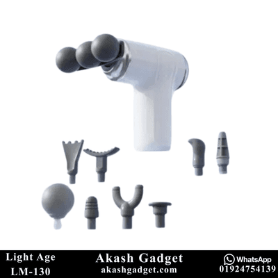 Light Age LM-130 Deep Tissue Massage Fascia Gun | Three Headed 9-Tool Attachment Set_img_4