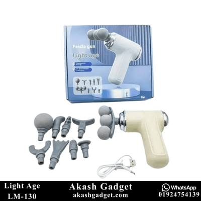 Light Age LM-130 Deep Tissue Massage Fascia Gun | Three Headed 9-Tool Attachment Set_img_5
