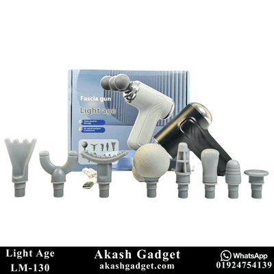 Light Age LM-130 Deep Tissue Massage Fascia Gun | Three Headed 9-Tool Attachment Set_img_6