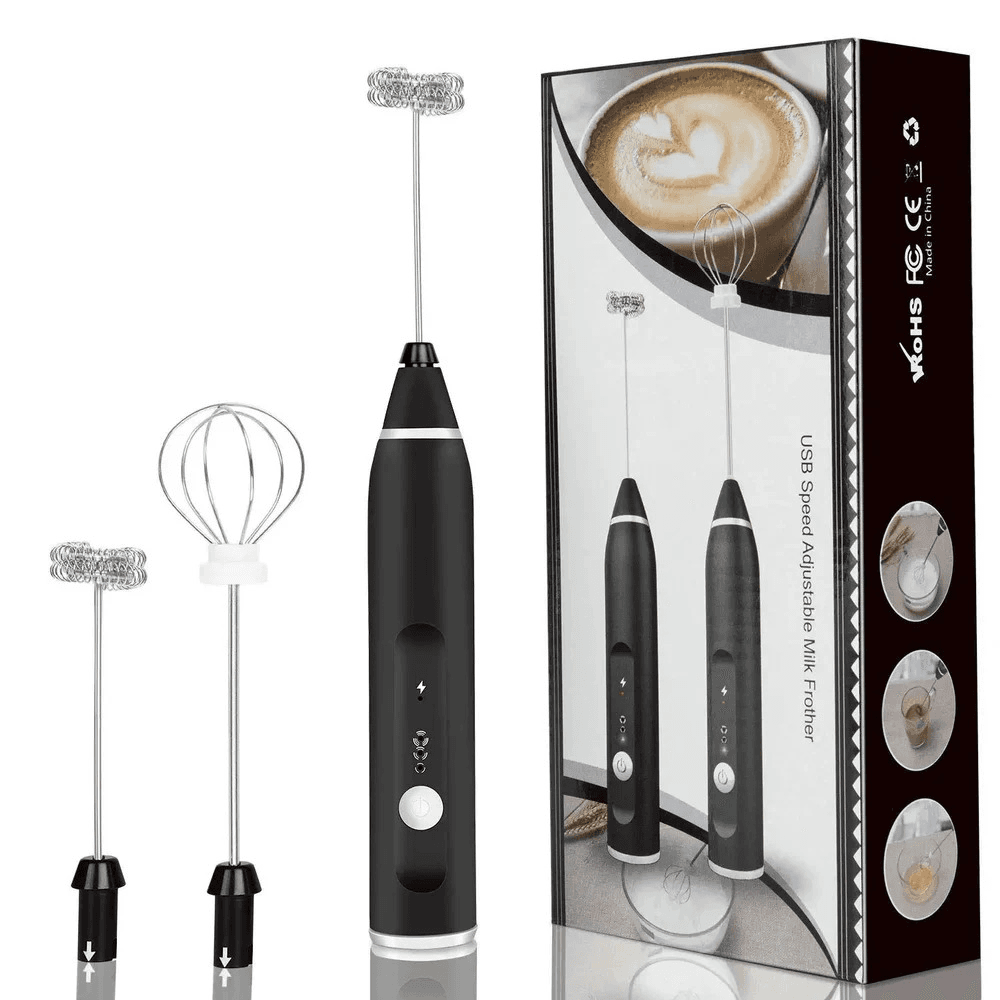 2-in-1 Rechargeable Multifunctional Handheld 3-Speed Adjustable Milk Frother For Latte Coffee Mixer