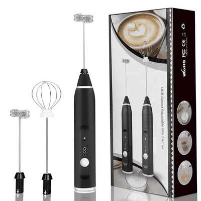 2-in-1 Rechargeable Multifunctional Handheld 3-Speed Adjustable Milk Frother For Latte Coffee Mixer_img_0