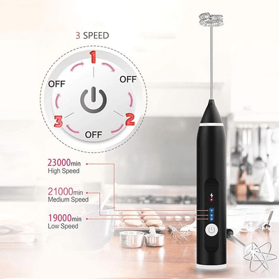 2-in-1 Rechargeable Multifunctional Handheld 3-Speed Adjustable Milk Frother For Latte Coffee Mixer_img_3
