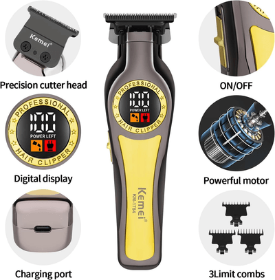 Kemei KM-1784 New Hair Clipper and Trimmers | Fast 6500RPM Motor Quality, 1200mAh Built-in Li-battery, Last Long Barber Hair Salon Detail_img_4