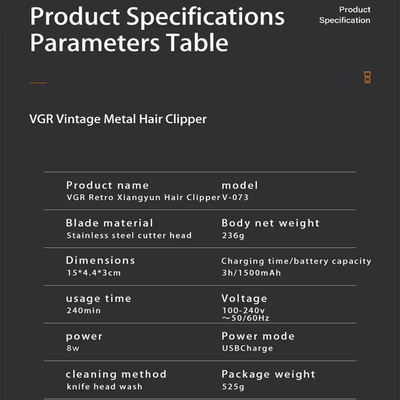 VGR V-073 Professional Hair Trimmer with LED Display_img_9