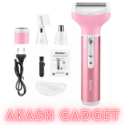 Kemei KM-6637 Multifunctional 4 in 1 Face, Eyebrow, Nose, & Lady Shaver for Women_img_2